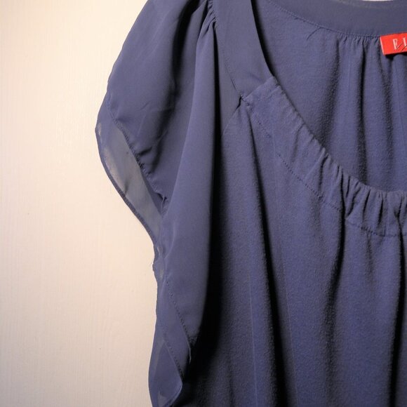 Elle Ruffle Short Ruffle Sleeve Top: Blue: Size: 1X - Picture 3 of 11